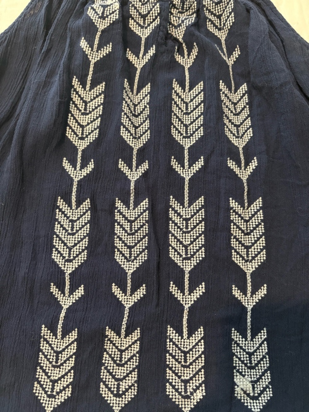 hippie laundry Navy Embroidered Tank Top with Beaded Halter Straps - Picture 2 of 5